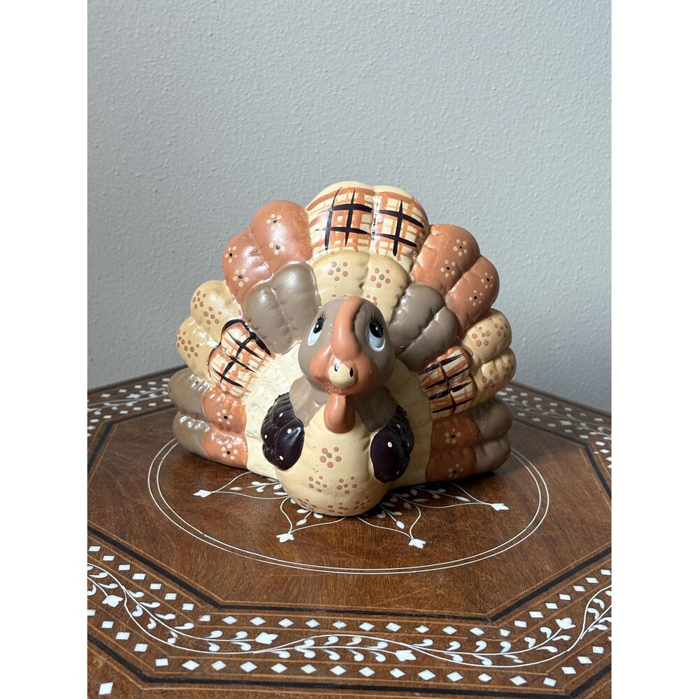 Vintage Ceramic Patchwork Turkey  Thanksgiving Centerpiece